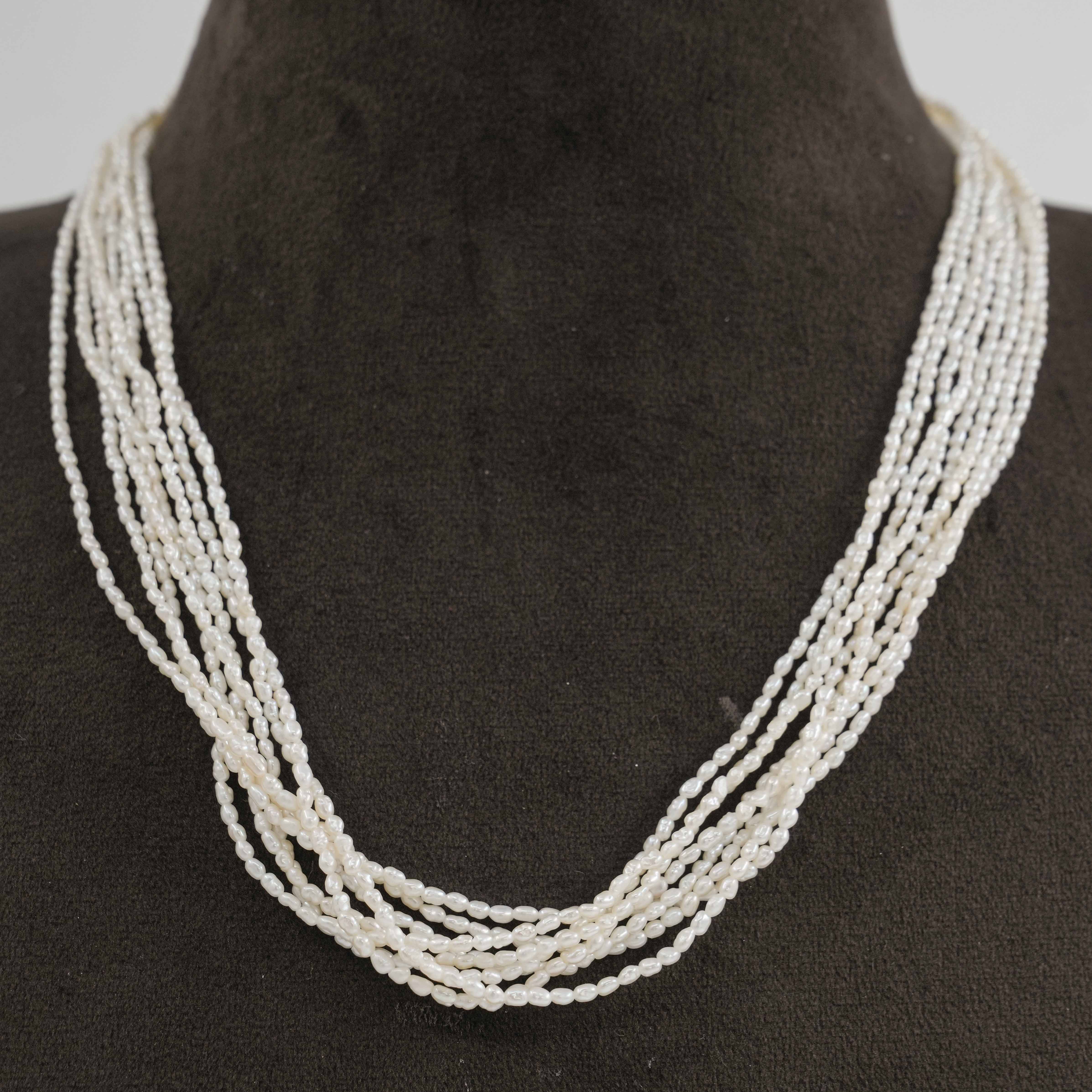 The Pearl Atelier by Kabra Pearls - Multi Layered Twisted Rice Pearl Necklace